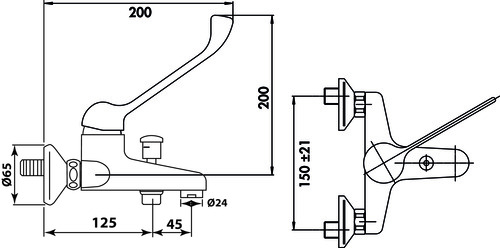 Mitigeur bain-douche à levier médical PMR